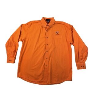 Velocity‎ Men's XL Orange Virginia Tech Hokies LS Button Down Shirt SEE DESC